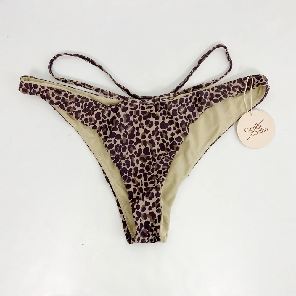Camila Coelho Lorena Bottom in Natural Leopard Size L